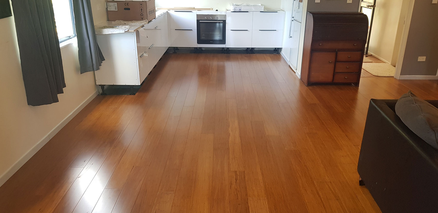 Light Coffee bamboo flooring hallway installation showing consistent colour throughout