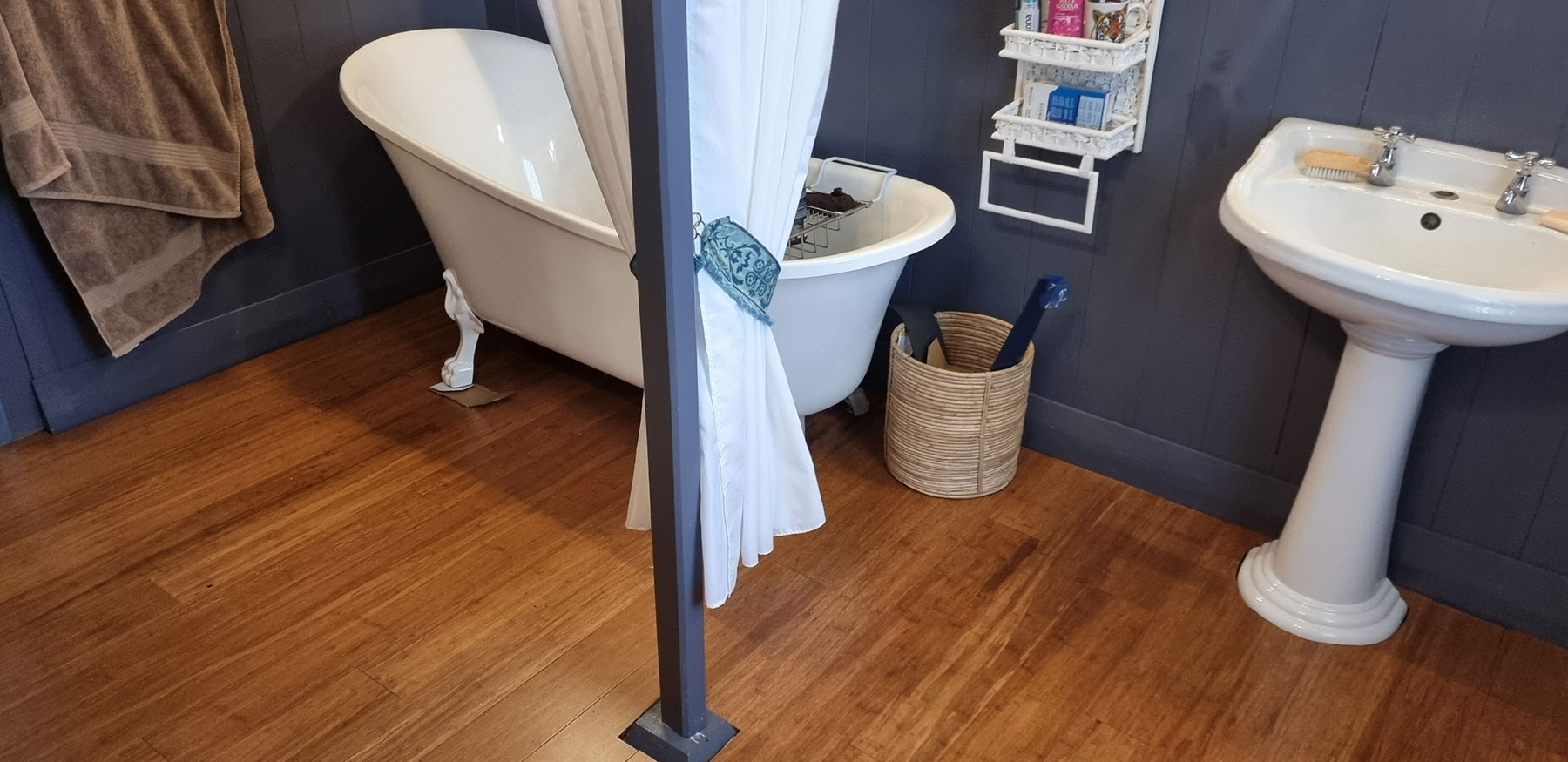 Light Coffee bamboo flooring close-up showing the distinctive grain pattern